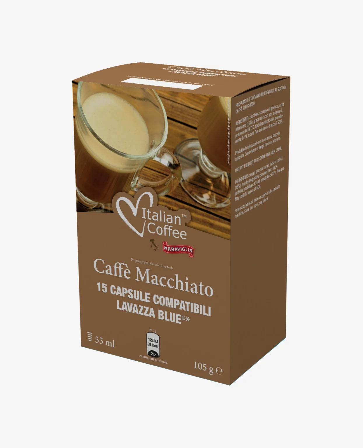 Italian Coffee Caffe Macchiato Kapsułki Lavazza Blue